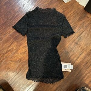sheer black glittery party shirt